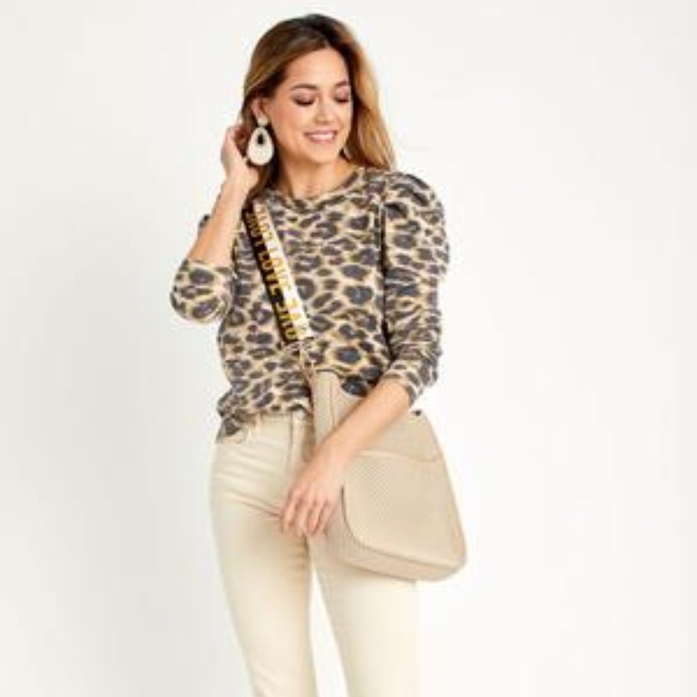 NEW! Anthropologie Womens Puff-Sleeved Sweatshirt Shirt XL - Picture 2 of 3